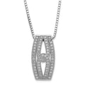 Brilliant Embers Sterling Silver Rhod-plated Polished CZ w/2in ext Necklace, 20 mm