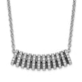 Sterling Silver Black Rhodium & CZ Brilliant Embers Curved Bar Necklace, 16.75 x 27.5 mm