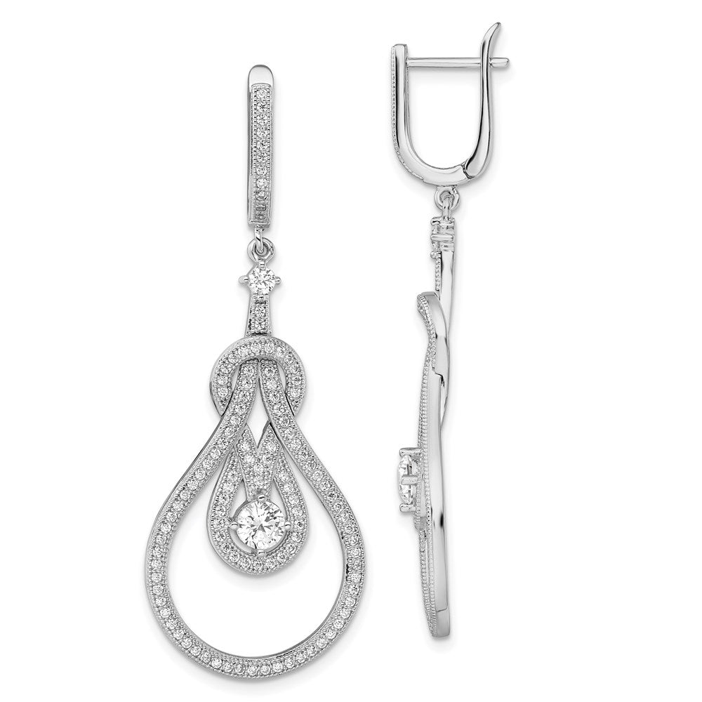 Brilliant Embers Sterling Silver Rhodium-plated 226 Stone CZ Hinged Hoop Chandelier Dangle Earrings, 3.25 ct, 54 x 21 mm