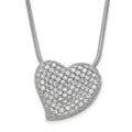 Sterling Silver Rhodium-Plated CZ Brilliant Embers Polished Heart Necklace, 20 x 14.7 mm