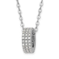 Sterling Silver & CZ Brilliant Embers Polished Circle w/1in ext. Necklace, 16.5 x 3.45 mm