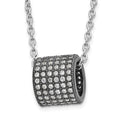 Sterling Silver Black Rhodium CZ Circle Bead True Fire Necklace, 20 x 8.1 mm