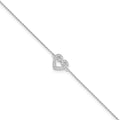 Brilliant Embers Sterling Silver Rhodium-plated 23 Stone 9 inch Micro Pav‚ CZ Heart Anklet with 1 Inch Extender, 0.18 ct, 9 mm