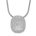 Sterling Silver Rhodium-Plated CZ Brilliant Embers Pave Oval Necklace, 20 x 14.7 mm