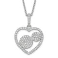 Sterling Silver & CZ Brilliant Embers Polished Heart Necklace, 20 x 17.9 mm