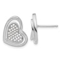 Sterling Silver Brilliant Embers Polished CZ Heart Post Earrings, 17 x 13 mm