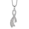 Brilliant Embers Sterling Silver Rhodium-plated 78 Stone 18 inch Micro Pav‚ CZ Ribbon Necklace with 2 Inch Extender, 18 mm