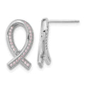 Brilliant Embers Sterling Silver Rhodium-plated 52 Stone Micro Pav‚ Pink CZ Awareness Ribbon Post Earrings, 0.36 ct, 18 x 10 mm