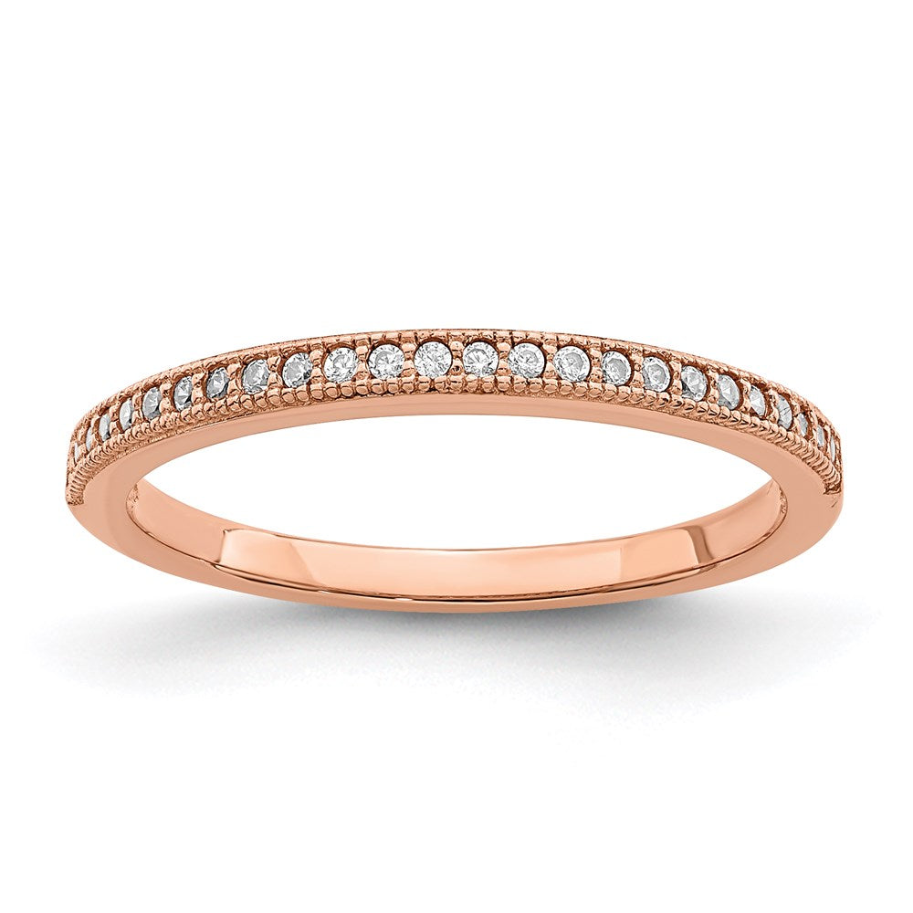 Brilliant Embers Sterling Silver Rose Gold-plated 25 Stone Micro Pav‚ CZ Polished Ring, Size 7