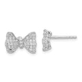 Brilliant Embers Sterling Silver Rhodium-plated 102 Stone Micro Pav‚ CZ Bow Post Earrings, 13 x 9 mm