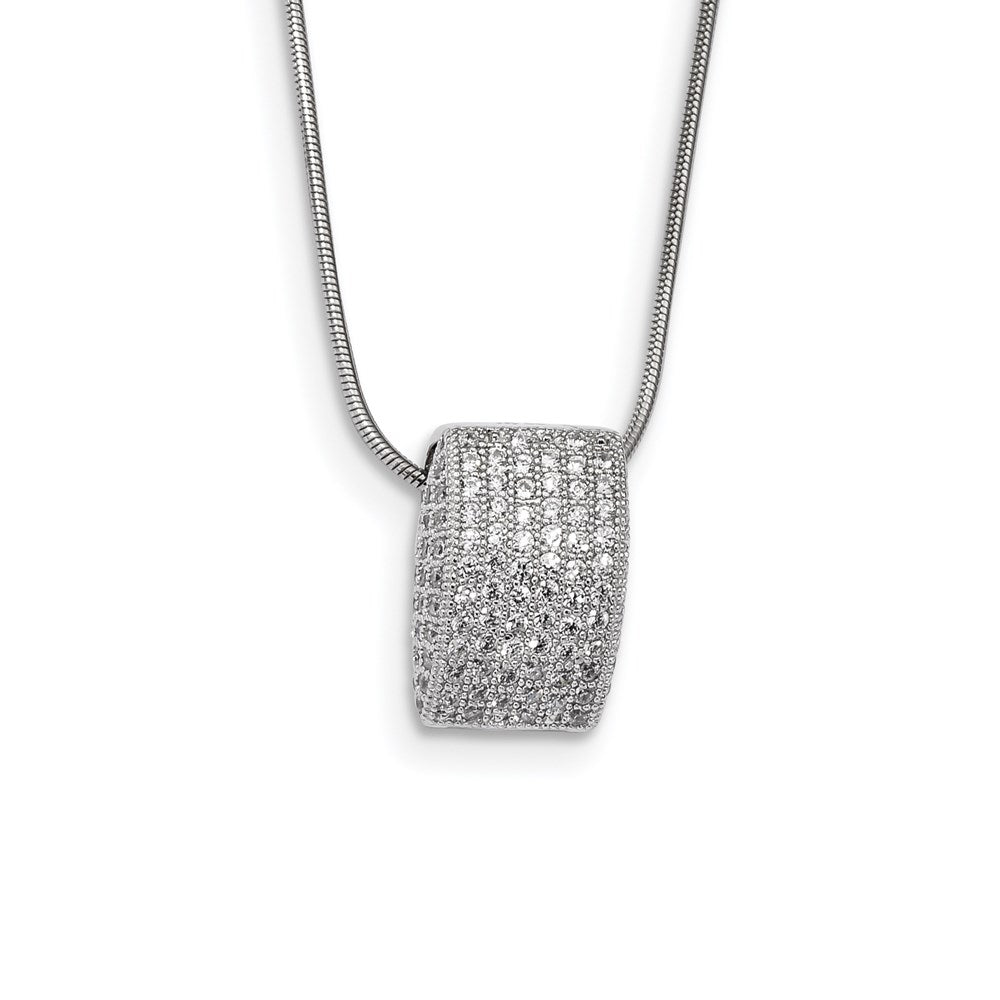 SS Rhodium-Plated CZ Brilliant Embers Fancy Necklace, 18 mm
