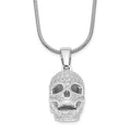 Brilliant Embers Sterling Silver Rhodium-plated 88 Stone 18 inch Micro Pav‚ CZ Polished Skull Necklace with 2 Inch Extender, 18 mm