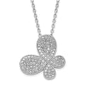 Brilliant Embers Sterling Silver Rhodium-plated Polished CZ Butterfly w/ 2in ext Necklace, 20 mm