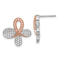 Brillant Embers Sterling Silver Rose Gold-plated CZ Awareness Post Earrings, 18.05 x 18.05 mm