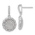 Sterling Silver Brilliant Embers CZ Circle Dangle Post Earrings, 25.1 x 14.2 mm