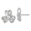 Sterling Silver Brilliant Embers CZ Flower Post Earrings, 14.55 x 16.1 mm