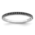 Brilliant Embers Sterling Silver Rhodium-plated 25 stone Micro Pav‚ Black CZ Polished Ring, Size 8