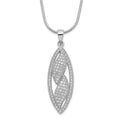 Sterling Silver & CZ Brilliant Embers Fancy Marquise Design Necklace, 20 x 10.9 mm