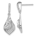 Sterling Silver Brilliant Embers Fancy CZ Teardrop Dangle Post Earrings, 28.25 x 10.62 mm