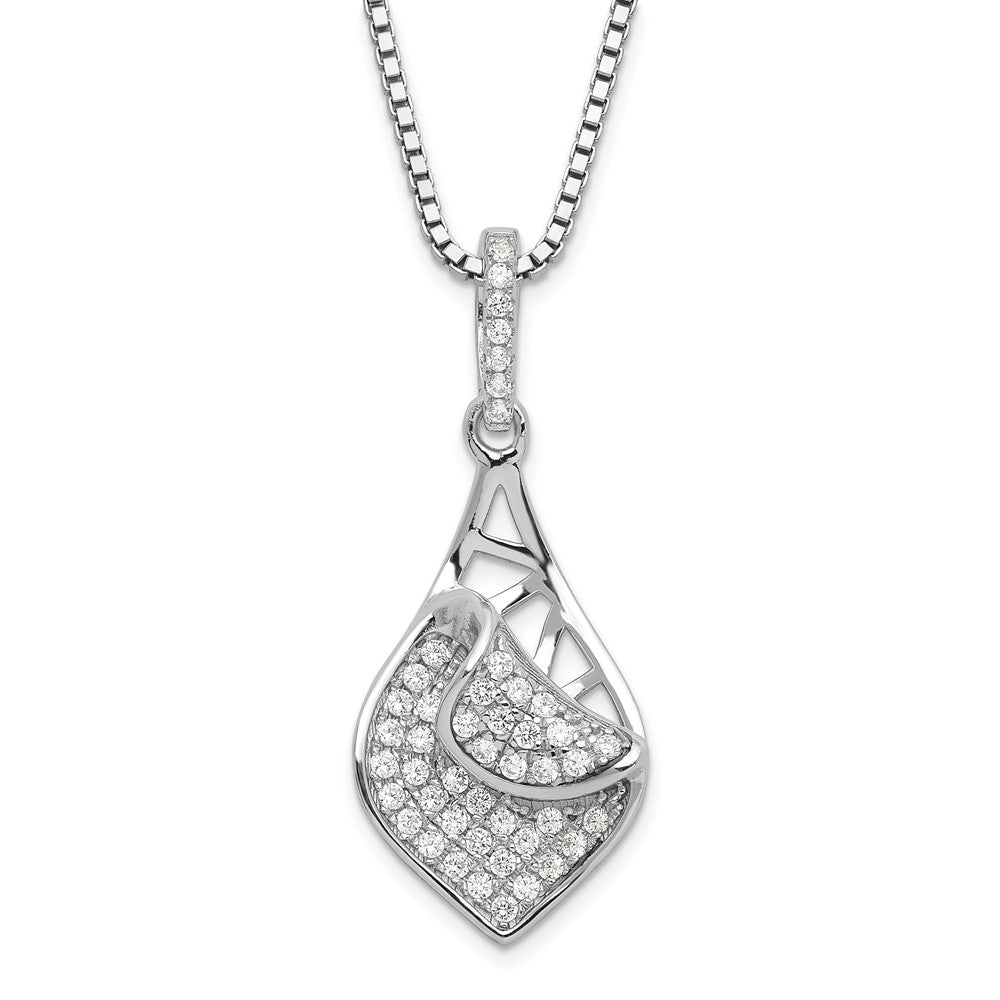 Sterling Silver & CZ Brilliant Embers Fancy Teardrop Necklace, 20 x 12 mm
