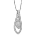 Brilliant Embers Sterling Silver Rhodium-Plated Polished CZ Teardrop w/ 2in ext Necklace, 20 mm