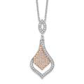 Brilliant Embers Sterling Silver Rose Gold-plated Rhodium-plated 105 Stone 18 inch Micro Pav‚ CZ Necklace with 2 Inch Extender, 0.524 ct, 20 x 15 mm