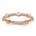 Brilliant Embers Sterling Silver Rose Gold-plated 33 Stone Micro Pav‚ CZ Ring, Size 6
