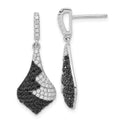 True Fire Sterling Silver Black & White CZ Dangle Post Earrings, 30.6 x 11.85 mm
