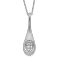 Brilliant Embers Sterling Silver Rhodium-plated Brushed CZ Teardrop w/ 2in ext Necklace, 20 mm