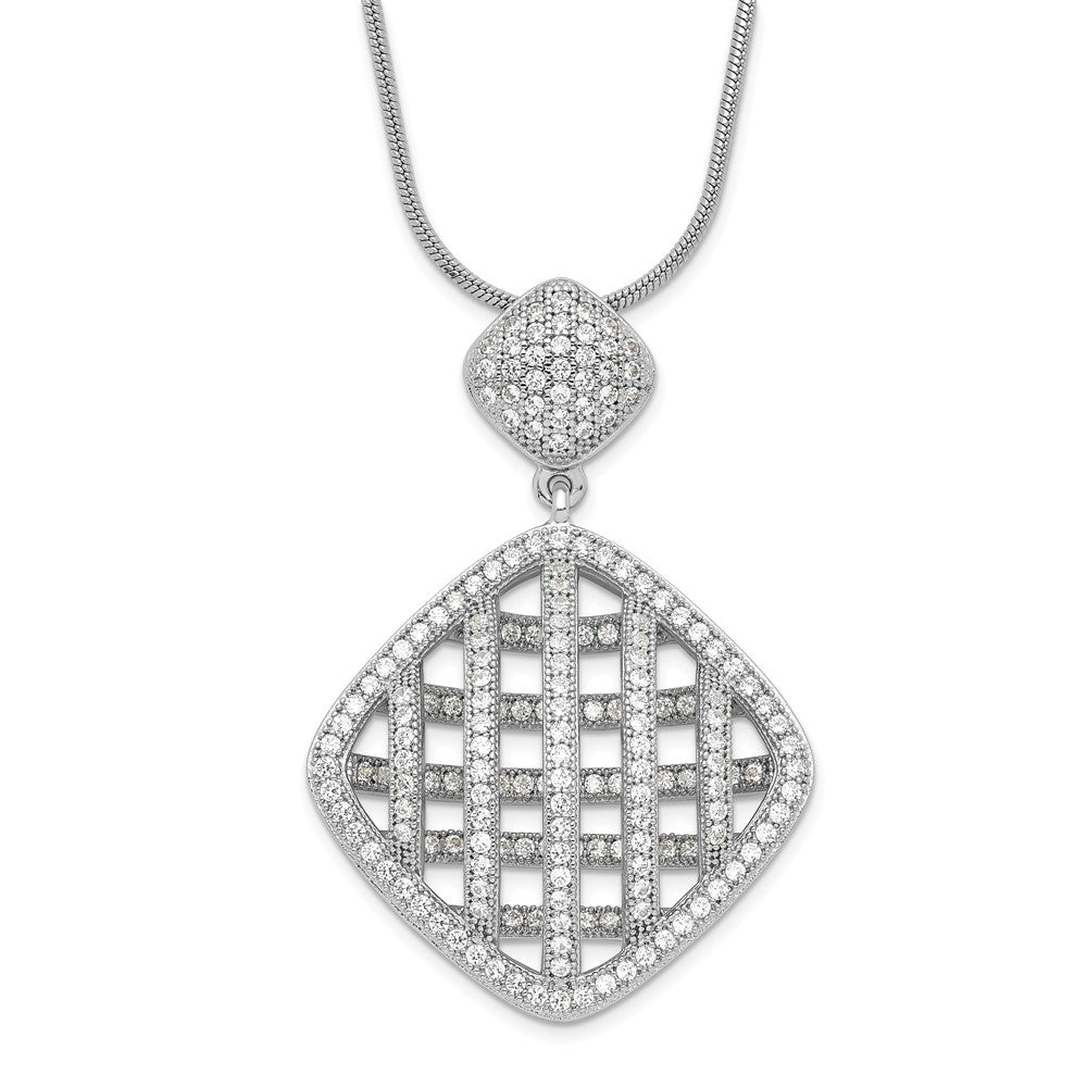 Sterling Silver & CZ Brilliant Embers Polished Necklace, 20 x 24.35 mm