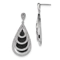 SS RH CZ True Fire Teardrop Dangle Post Earrings, 44 x 20 mm