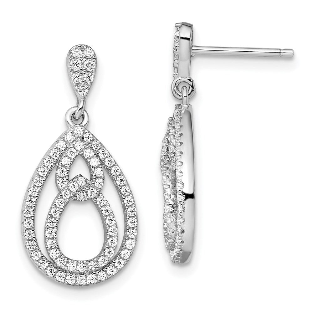 Brilliant Embers Sterling Silver Rhodium-plated 148 Stone Micro Pav‚ CZ Dangle Post Earrings, 25 x 13 mm
