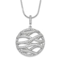 Sterling Silver & CZ Brilliant Embers Polished Fancy Round Necklace, 20 x 23.4 mm