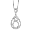 Brilliant Embers Sterling Silver Rhodium-plated 88 Stone 18 inch Pav‚ CZ Teardrop Necklace with 2 Inch Extender, 20 x 14 mm