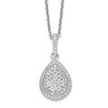 Brilliant Embers Sterling Silver Rhodium-plated 95 Stone 18 inch Micro Pav‚ CZ Teardrop Necklace with 2 Inch Extender, 20 x 12 mm