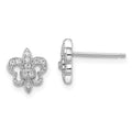 Brilliant Embers Sterling Silver Rhodium-plated 20 Stone Micro Pav‚ CZ Fleur De Lis Post Earrings, 0.18 ct, 8 x 10 mm