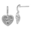 Brilliant Embers Sterling Silver Polished CZ Heart Post Dangle Earrings, 24 x 14.6 mm