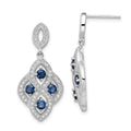 Brilliant Embers Sterling Silver Rhodium-plated 128 Stone Vintage Style Blue and White CZ Dangle Post Earrings, 2.54 ct, 32 x 15 mm