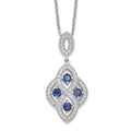 Brilliant Embers Sterling Silver Rhodium-Plated 64 Stone 18 inch Blue and White CZ Vintage Style Dangle Necklace with 2 Inch Extender, 1.27 ct, 18 mm