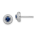 Brilliant Embers Sterling Silver Rhodium-plated 72 Stone Micro Pav‚ Blue and White Halo CZ Circle Post Earrings, 8 x 8 mm