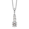 Brilliant Embers Sterling Silver Rhodium-plated 3 Stone 18 inch Micro Pav‚ CZ Necklace with 2 Inch Extender, 20 x 6.75 mm