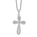 Brilliant Embers Sterling Silver Rhodium-plated 55 Stone 18 inch Micro Pav‚ CZ Cross Necklace with 2 Inch Extender, 18 mm