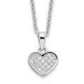 Brilliant Embers Sterling Silver Rhodium-plated 21 Stone 18 inch Micro Pav‚ CZ Heart Necklace with 2 Inch Extender, 18 mm