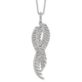 Brilliant Embers Sterling Silver Rhodium-plated 219 Stone 18 inch Micro Pav‚ CZ Feathers Necklace with 2 Inch Extender, 18 mm