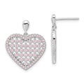 Brilliant Embers Sterling Silver Pink CZ Heart Post Dangle Earrings, 22.5 x 18.35 mm