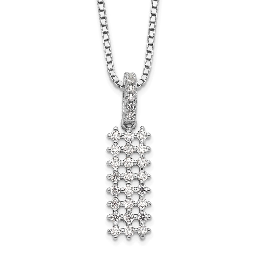 Brilliant Embers Sterling Silver Rhodium-plated 31 Stone 18 inch Micro Pav‚ CZ Necklace with 2 Inch Extender, 18 mm