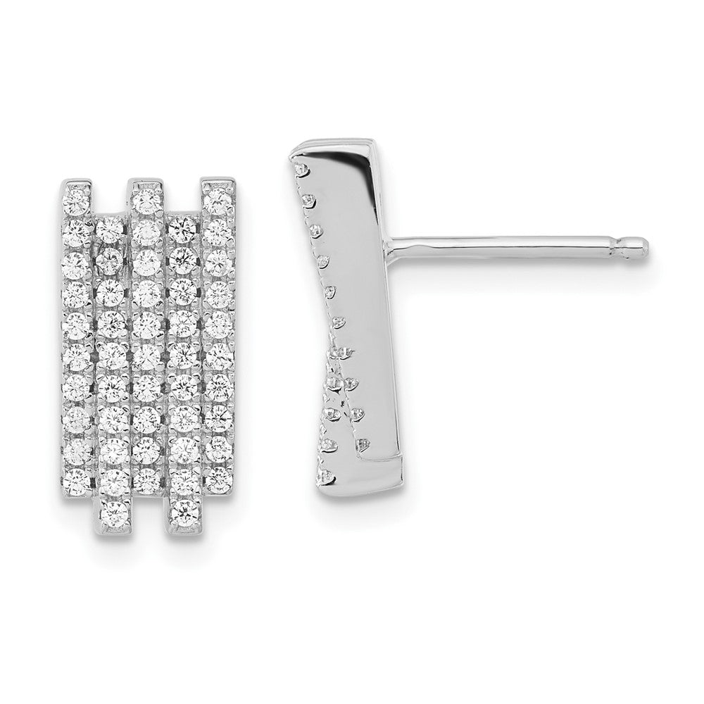 Brilliant Embers Sterling Silver Polished CZ Post Earrings, 14.6 x 7.2 mm