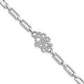 Brilliant Embers Sterling Silver Rhodium-plated 164 stone 7 inch with Box Catch Clasp Micro Pav‚ CZ Bracelet, 7 mm