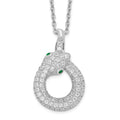 Brilliant Embers Sterling Silver Rhodium-plated 85 Stone 18 inch Micro Pav‚ White and Green CZ Snake Necklace with 2 Inch Extender, 18 mm