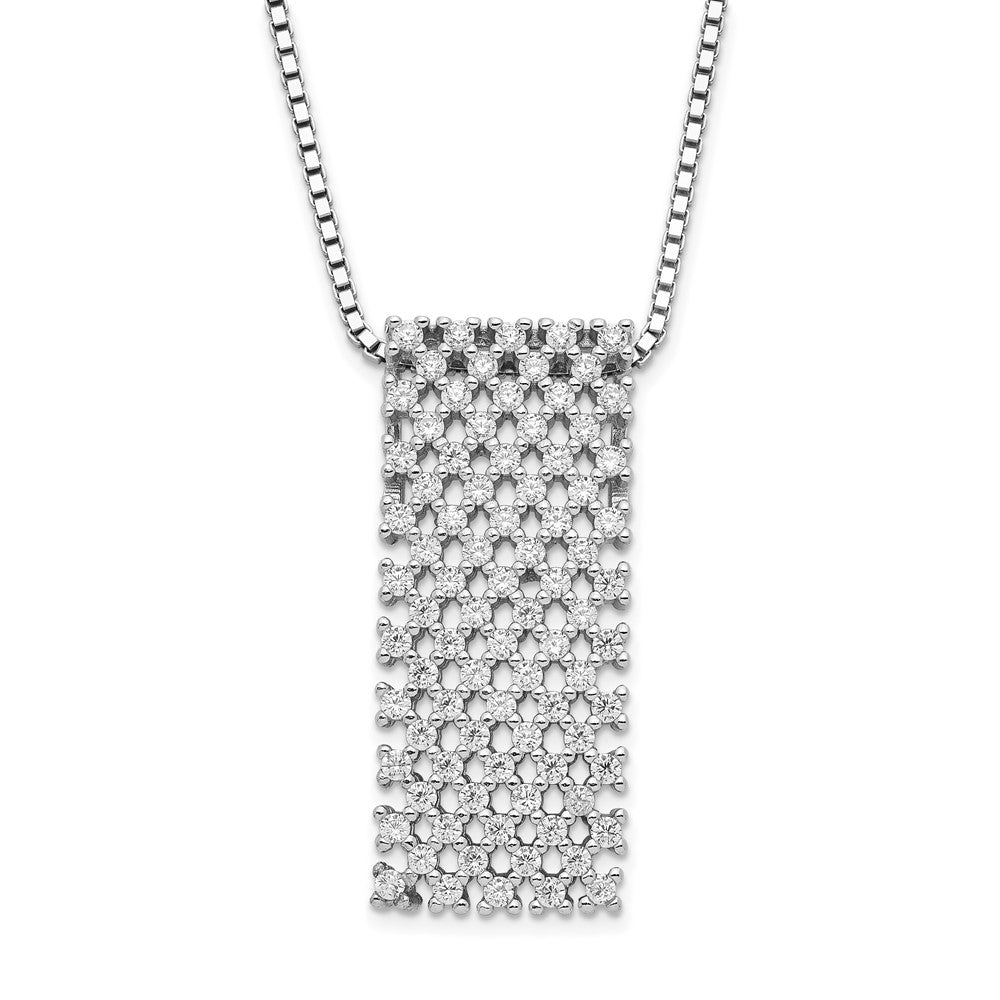 Brilliant Embers Sterling Silver Polished CZ w/ 2in ext Necklace, 20 mm